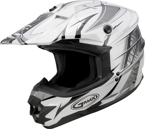 G-max gm76x player graphic motorcycle helmet white/black/silver player medium