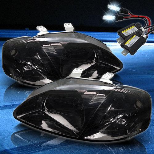 Slim xenon 8000k hid kit+smoked 99-00 honda civic smoke headlights replacement