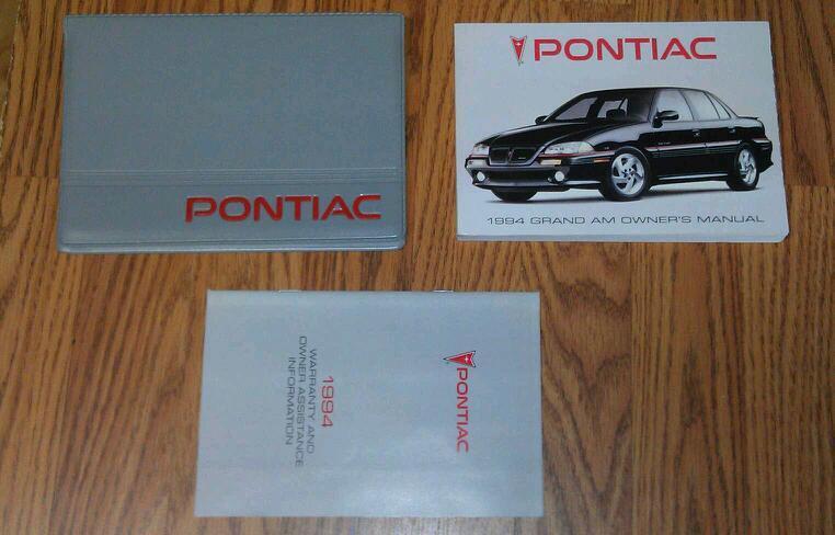 1994 pontiac grand am owners manual set and case / 94 grand am owner's manual