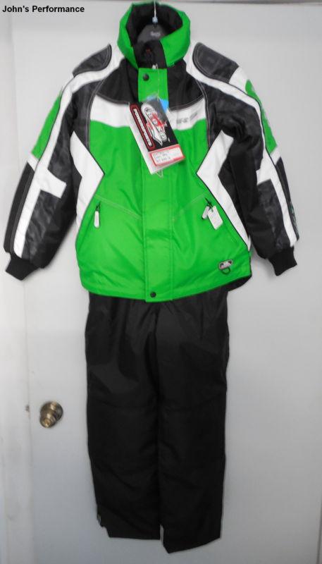 Choko youth junior kids hr5 2-pc green snowmobile suit jacket bibs set  10 12
