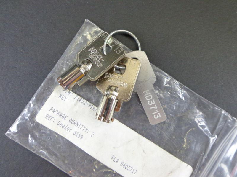 Harley davidson barrel key ignition/fork lock key set 71452-91a 3713