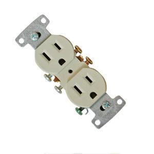 Diamond receptacle, standard w/ ground, ivory 270v-box