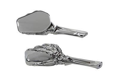 Chrome skull hand back & bone stem mirror set for harley-davidsons  