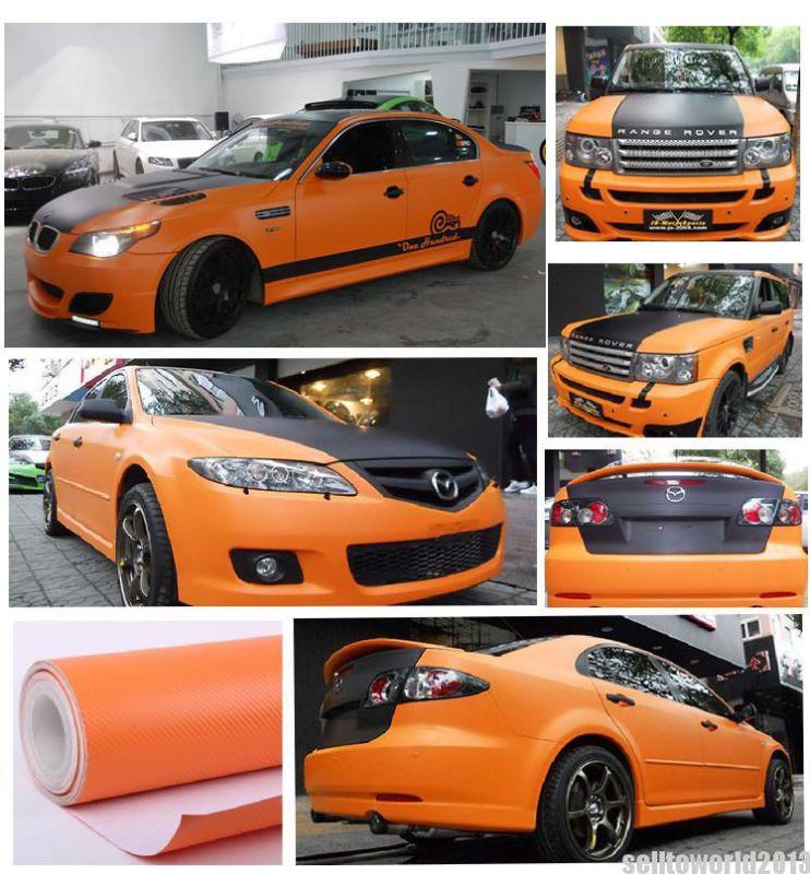 12" x 50" twill-weave carbon fiber vinyl orange wrap sheet decal sticker roll 3d