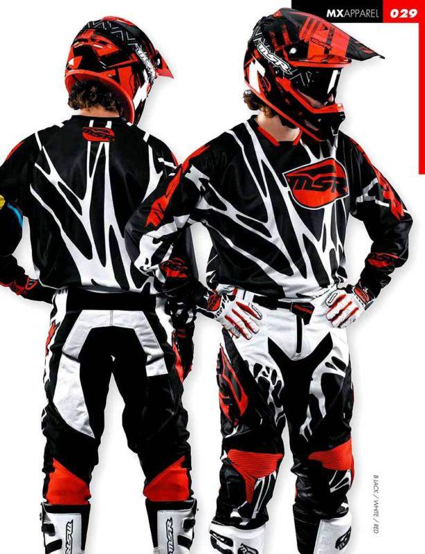 Msr nxt venom gear set blk/wht/red jersey, pant, glove new motorcross atv/utv