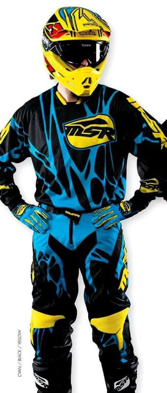 Msr nxt venom gear set cyn/blk/ylw jersey, pant, glove new motorcross atv/utv