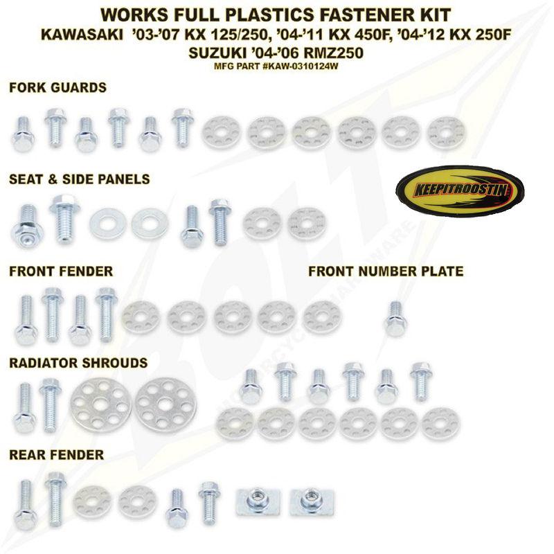 Plastic bolt kit for kawasaki kx 125 250 450 2003-2012 kx125 kx250 kx450