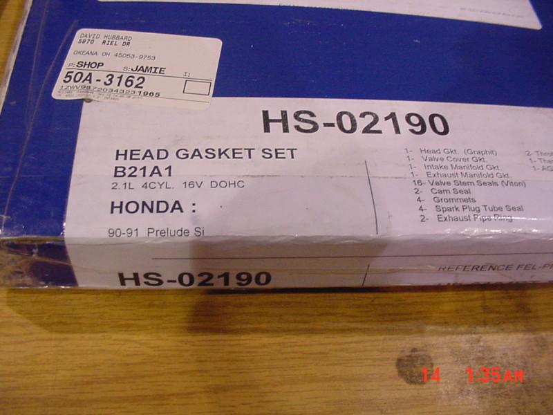 Head gasket set 2.1l 4cyl 16v dohc 90-91 prelude si