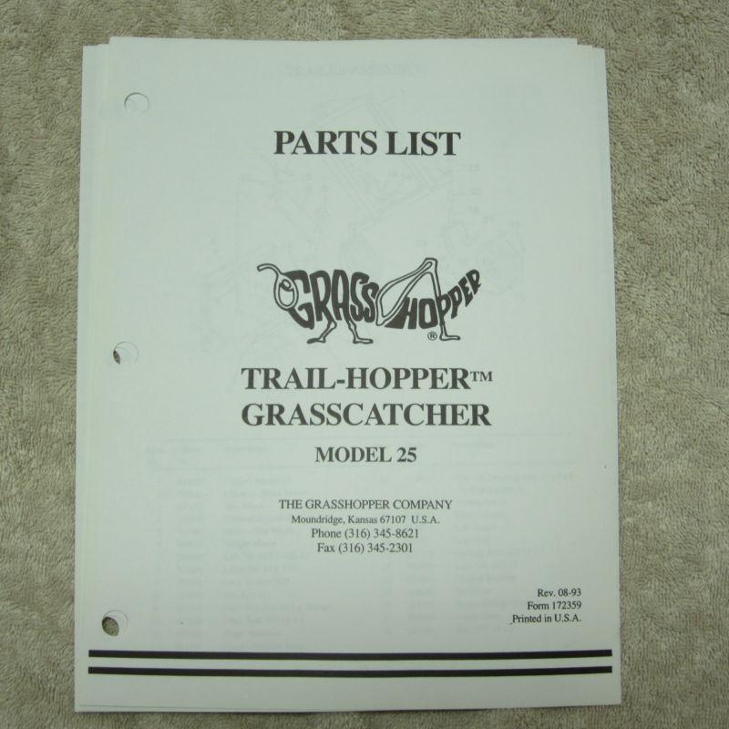 Grasshopper parts list trail-hopper grasscatcher model 25 