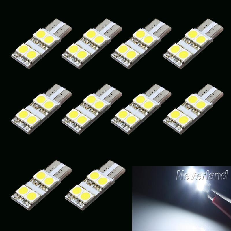 10x car 4 smd led t10 168 w5w 5050 194 white wedge dashboard light lamp bulb 12v