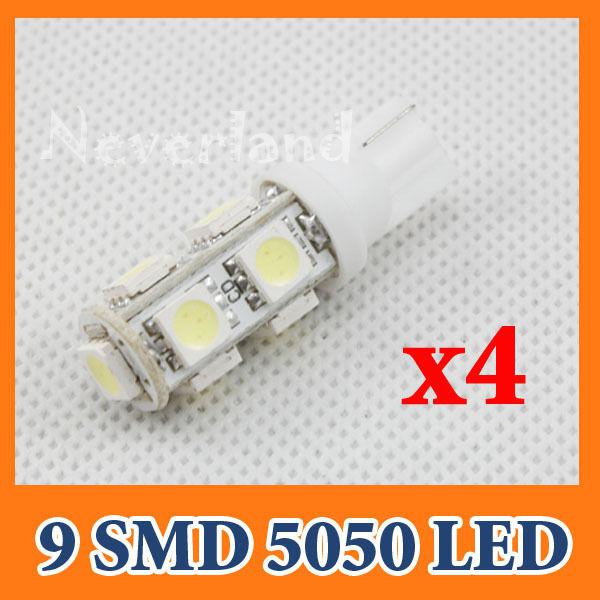 4x t10 194 168 w5w 5050 9 smd led car side tail interior light lamp bulb white