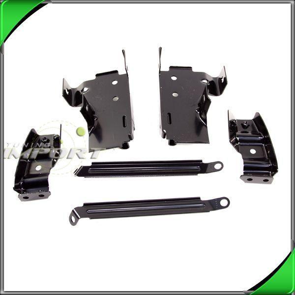 03-07 silverado sierra 6pc front bumper impact bar in out support bracket brace