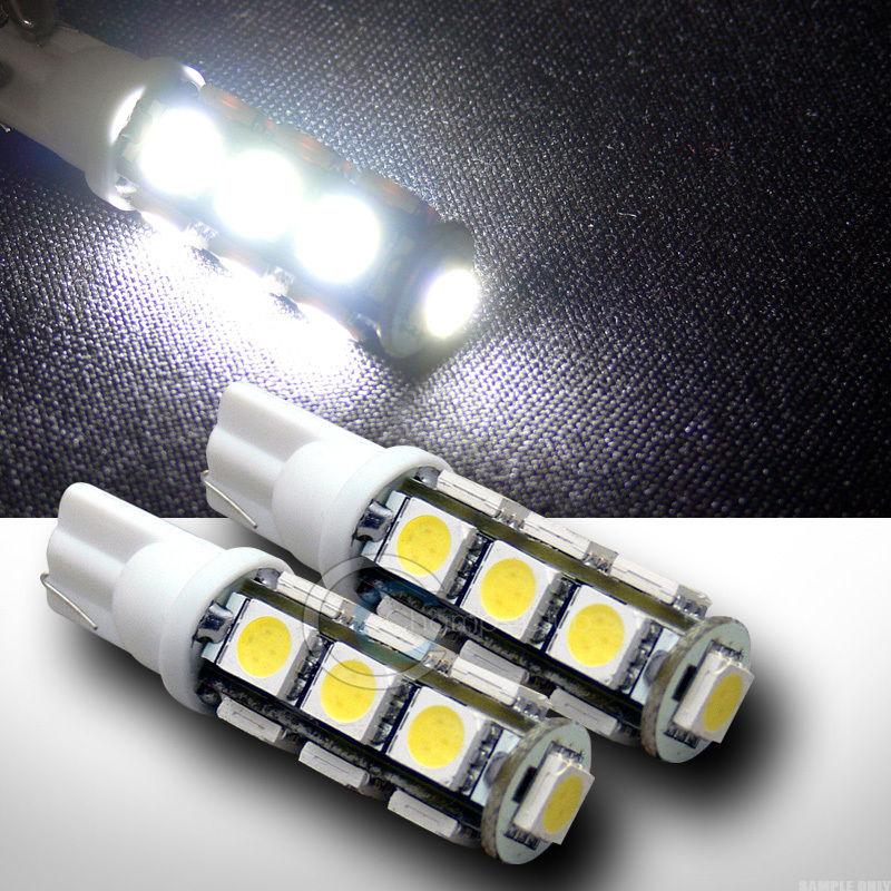 2pc white t10 wedge 13x 5050 smd/smt led door/trunk/running light lamp bulb 12v