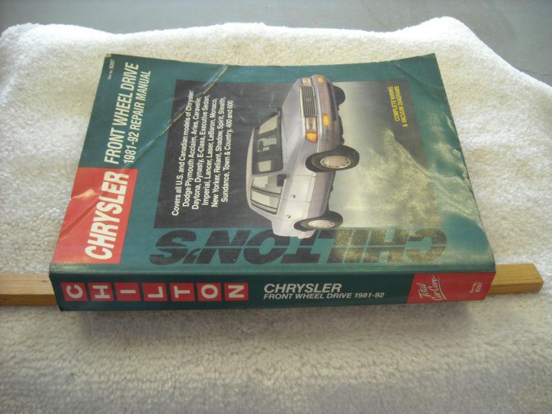 Chrysler dodge plymouth1981-92 fwd chilton's repair manual #8267