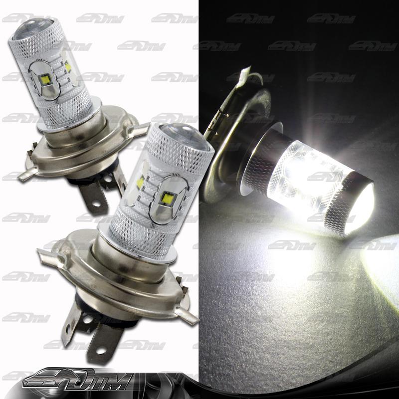 1x pair chevrolet honda geo h4 9003 hb2 30 watt 6 led white projector bulbs