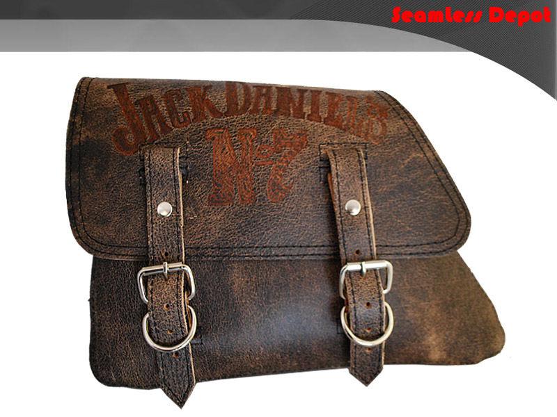 1982-2003 larosa rustic brown leather jack daniel harley sportster xl saddlebag