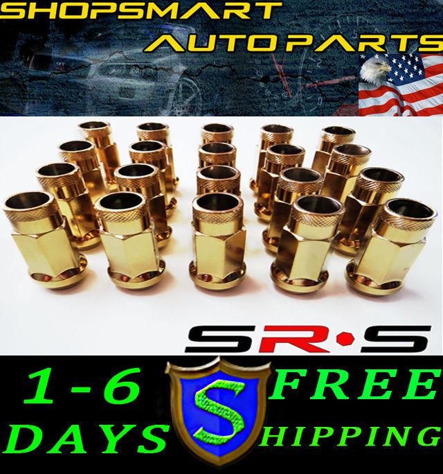 Srs 12x1.25 gold steel tuner lug nut set 20 nissan subaru infiniti g35 350z s13