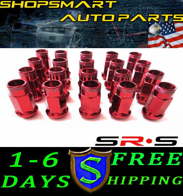 Srs 12x1.25 red steel tuner lug nut set 20 nissan subaru infiniti g35 350z s13 