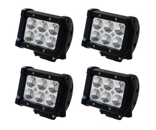 4pcs 4inch 18w cree led light bar flood beam offroad work lamp suv 2 pair a44