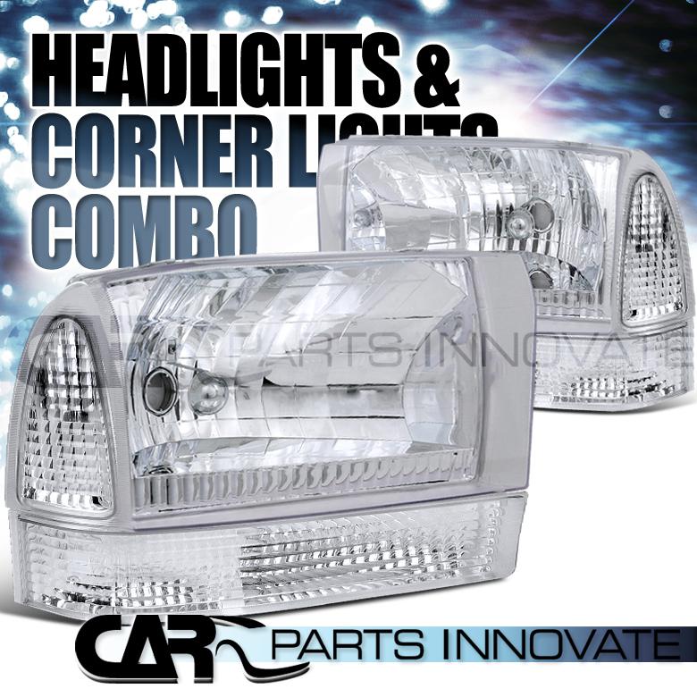 1999-2004 ford f250 f350 f450 excursion clear headlights+corner parking lamp