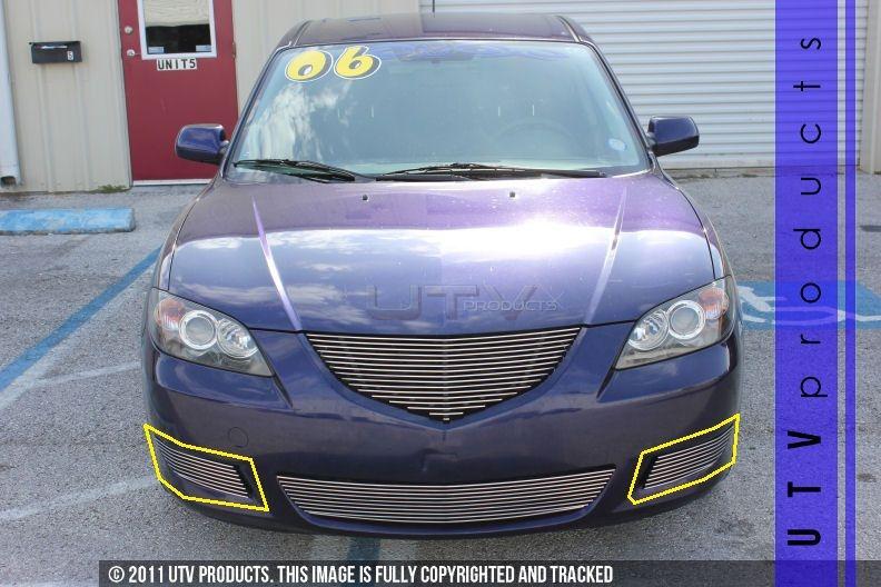 2004 2005 2006 mazda3 sedan 2pc chrome fog lights billet grille kit mazda 3