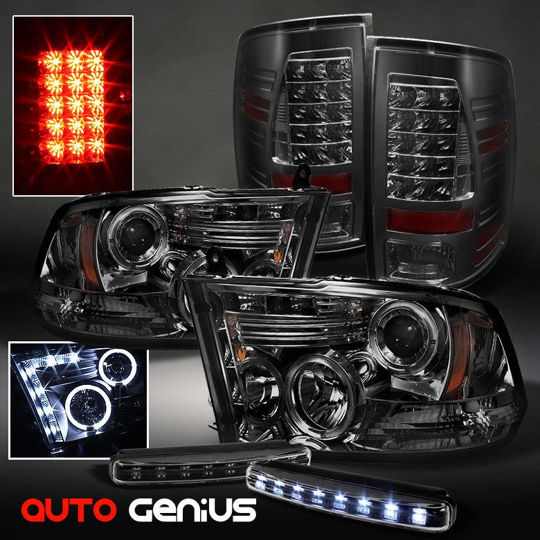 09-13 ram 1500, 10-13 2/3500 smoke pro headlights + philips-led tail light +drl