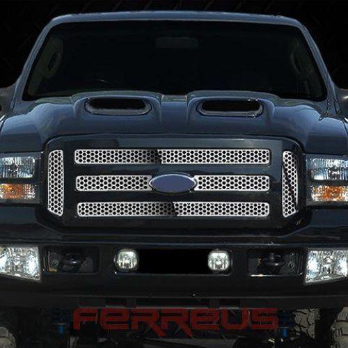 Ford superduty 05-07 circle punch polished stainless grill insert trim cover