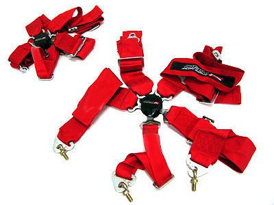 5 point obx red seat belt seatbelt harness pair