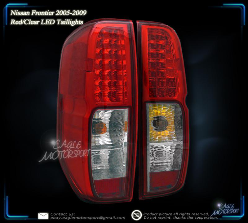 2005-2008 nissan frontier led red clear tail lights left right rear lamps