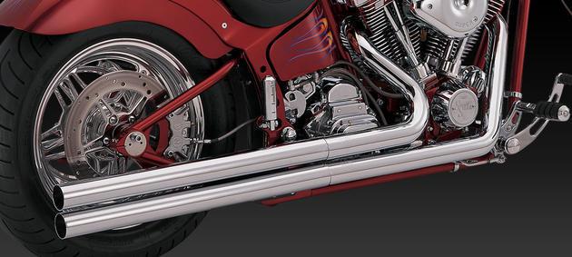 Vance & hines longshots original full exhaust chrome harley flstn deluxe 05-06