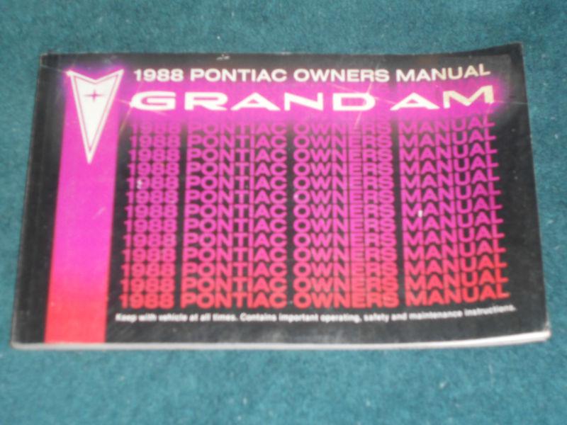 1988 pontiac grand am owners manual original guide book!