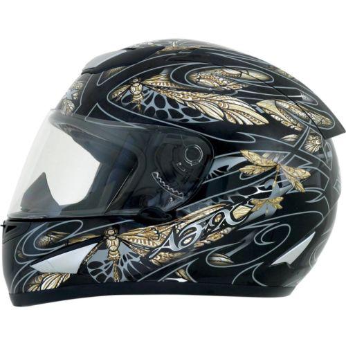 Afx motorcycle fx-95 dragongly helmet black silver size medium