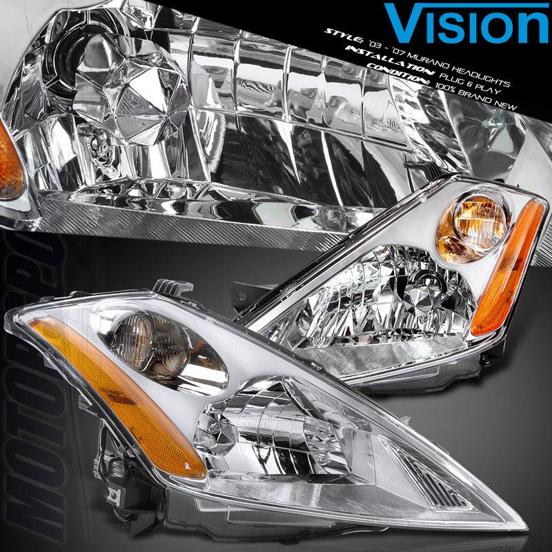 2003-2007 nissan murano chrome headlights front lamps left right replacement