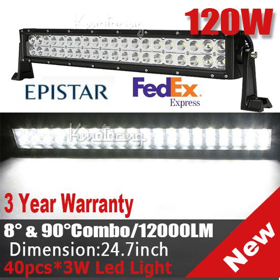 25" 120w spot flood combo epistar led alloy work light offroad bar lamp car ip67