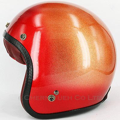 Duo tone metalflake red & orange 3/4 open face helmet iron trim helmet edging 