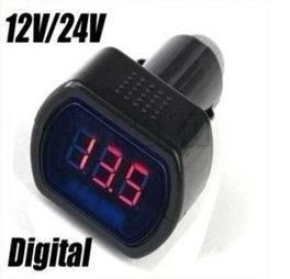 Dc 12v/24v digital red led auto car truck system v voltmeter gauge voltage meter