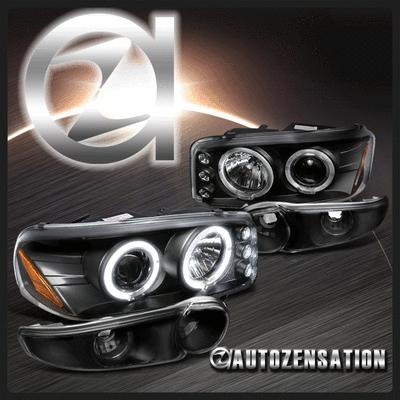 00-06 sierra yukon denali xl black projector headlights+bumper lights