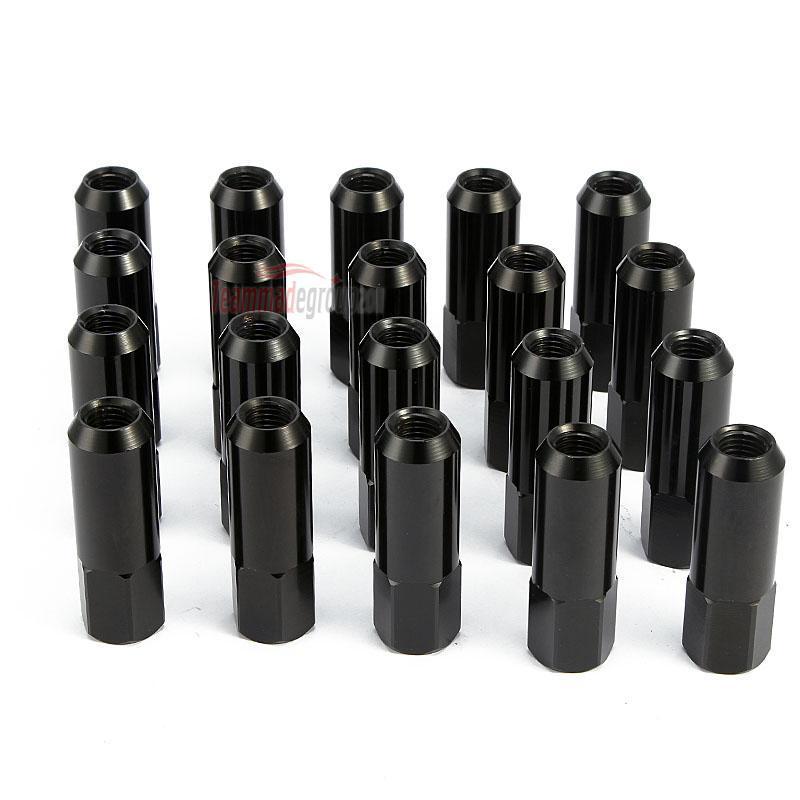 20 black 60mm aluminum extended tuner lug nuts lugs for wheels/rims m12x1.5 kia