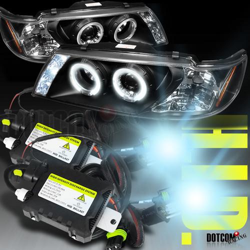 95-99 sentra jdm black led halo projector headlights+h3 xenon hid conversion kit