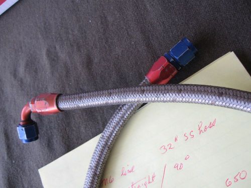 One used stainless  6 an hose straight by 90 degree fittings by 32&#034; long