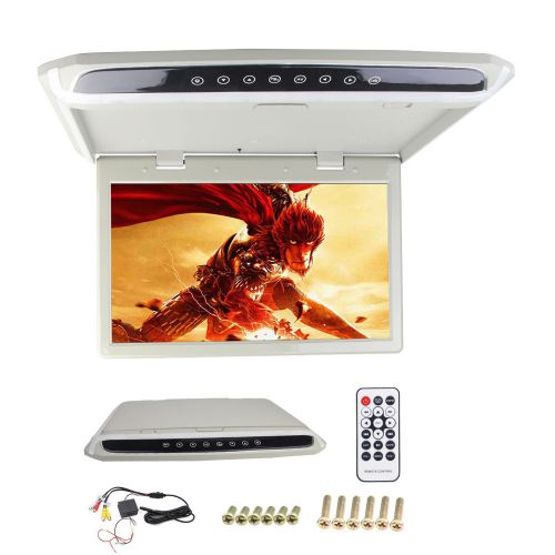 15.6&#034; led car flip down overhead roof mount monitor 1080p hdmi sd usb fm player