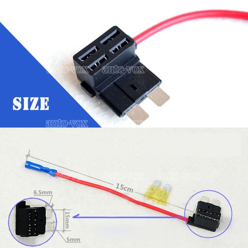 Fuse tap add-a-circuit adapter standard (ato atc) blade fuse holder power cable