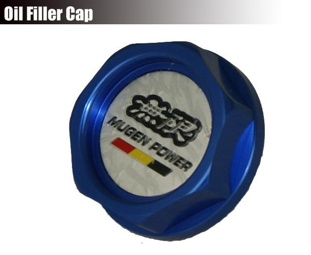 Mugen billet engine oil fuel filler tank cap cover blue for honda acura civic tl