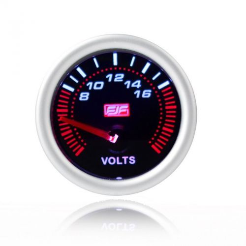 New car smoke volt gauges voltages meters  2&#034; 52mm silver tinted shell 8~16v