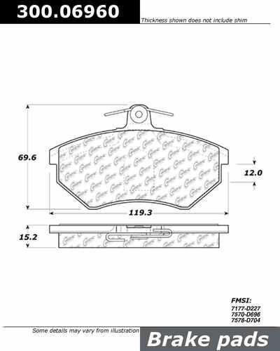 Centric 300.06960 brake pad or shoe, front-premium semi-met pads w/shims