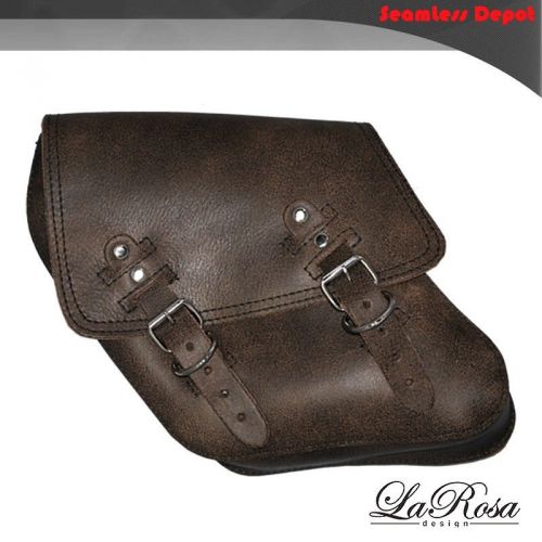 1996-2016 la rosa rustic brown leather harley dyna frame left mount saddlebag