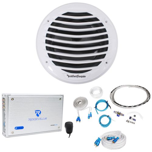 Rockford fosgate pm210s4x 500w 10&#034; marine boat subwoofer+4-ch amplifier+amp kit