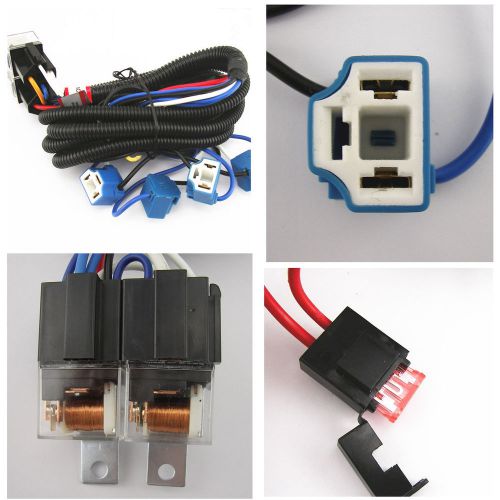 Ceramic h4 headlight relay wiring harness 4 headlamp bulbs socket fix dim light