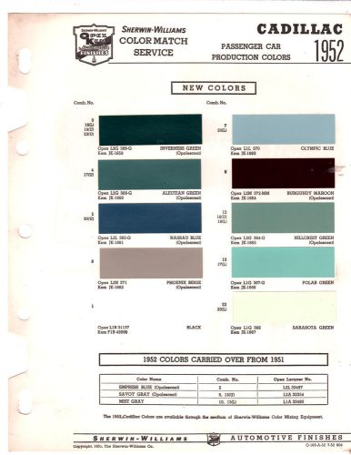 1952 cadillac 60s 62 75 fleetwood de ville sixty 52 paint chips sherwin williams