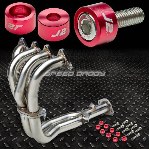 J2 for 92-93 da/db exhaust manifold 4-2-1 race header+red washer cup bolts